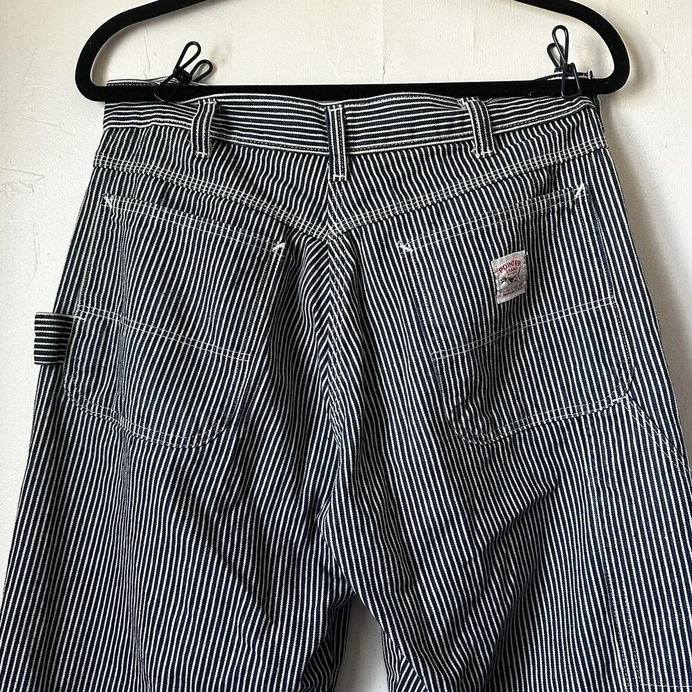 Pointer Brand USA Hickory Striped Denim Carpenter Pant Railroad Blue Sz 32 x 32
